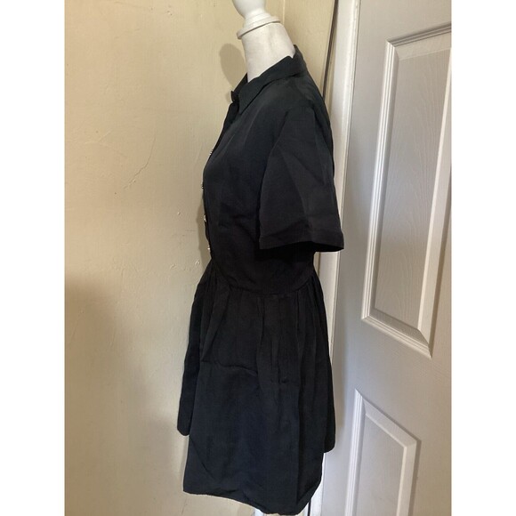 J. Crew Collection Mini Shirtdress Jewel Buttons Black Twill Short Sleeve 6 $198 - Picture 5 of 12